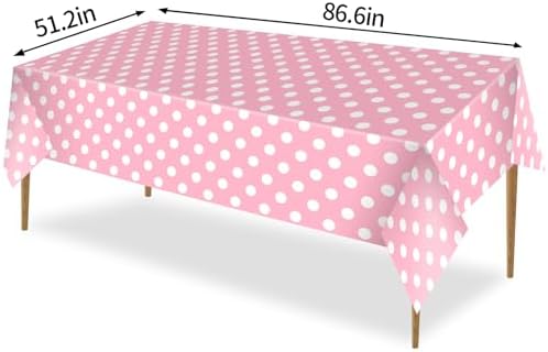 NKM 3 Pcs 866 x 512in Pink Polka Dot Tablecloth