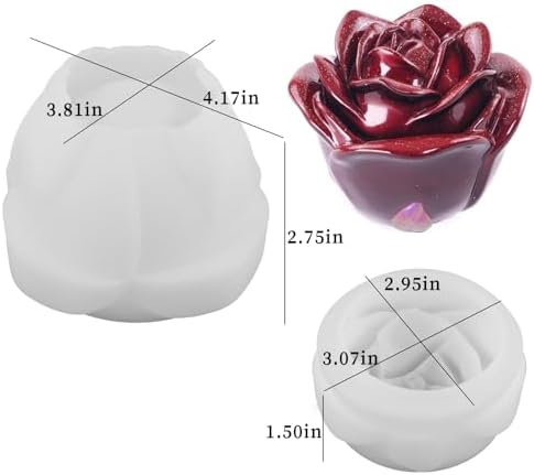 Wehous 3D Rose Box Mold with Lid for Resin and Candle Making