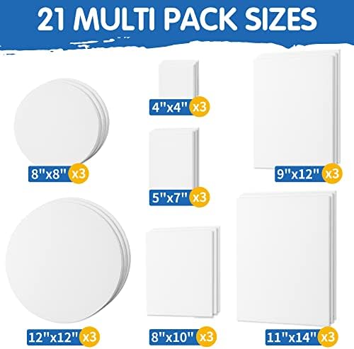 FIXSMITH 21 Pack Stretched Canvases for Painting