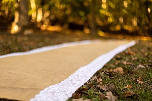 AAYU Burlap Aisle Runner 40 x 30ft with Ivory Lace