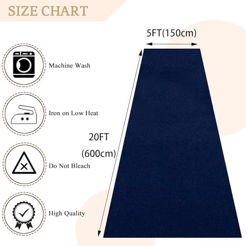 MODFUNS Navy Blue Velvet Aisle Runner 5x20ft Wedding Carpet Runner