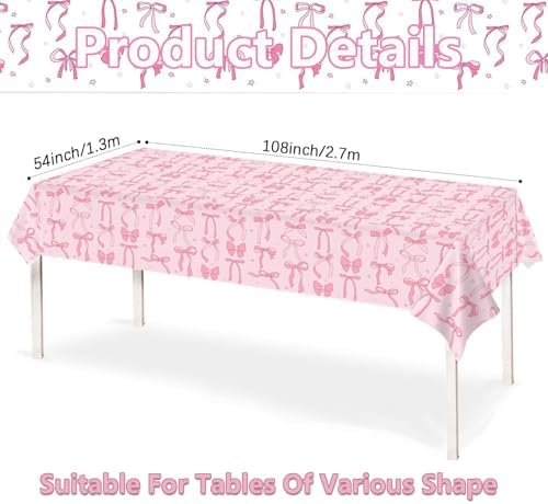 3PCS Bow Themed Tablecloths for Spring Summer Parties