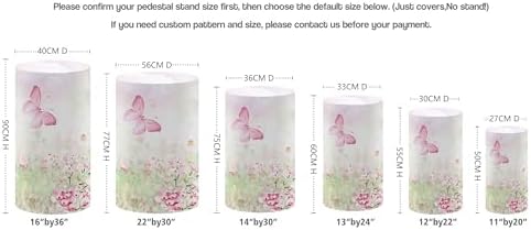 KONPON Butterfly Pink Floral Stretchy Cylinder Table Cover for Birthday Parties
