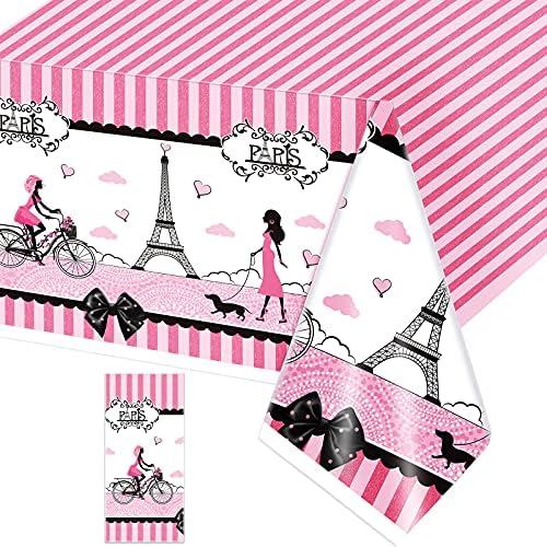 Irenare Paris Theme Pink Tablecloth for Girls Party Decorations