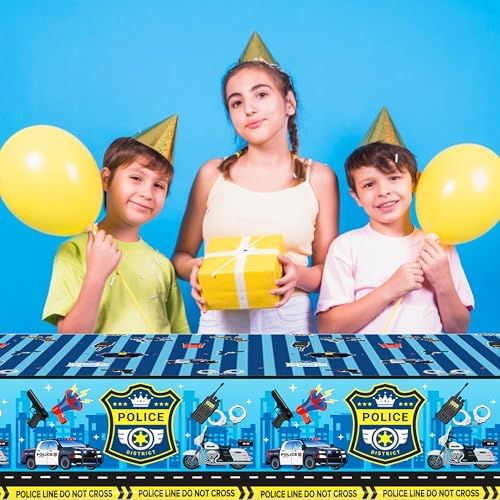2 Pack Police Cartoon Plastic Tablecloths 86x51 Inches