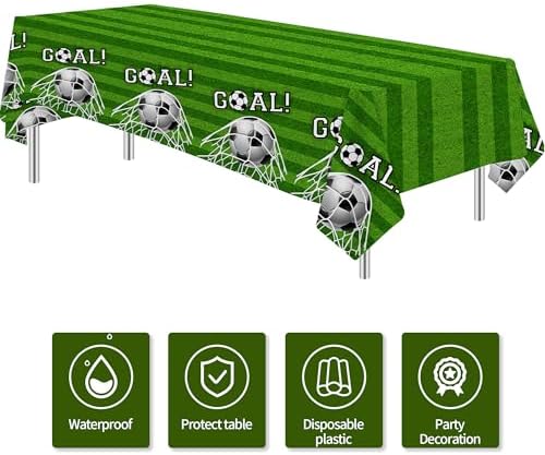Soccer Themed Tablecloth Set for Birthday Party 3pcs 108x55in