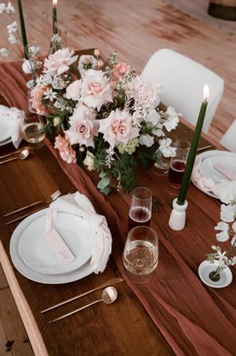 ByFern Studio 60ft Terracotta Orange Rust Cheesecloth Table Runners