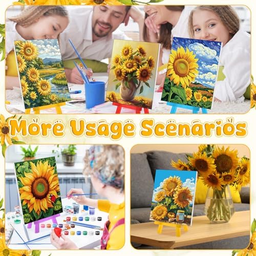 Blosssound 10 Set Pre Printed Canvas Painting with Easel Kit Sunflower