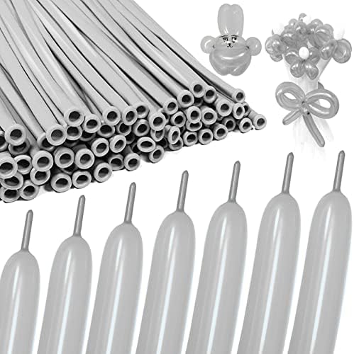 Silver Long Balloons 100pcs for Twisting Animals