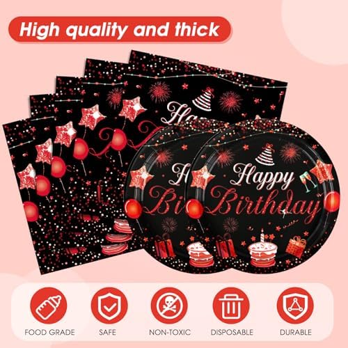 Red And Black Birthday Decorations Party Supplies Set