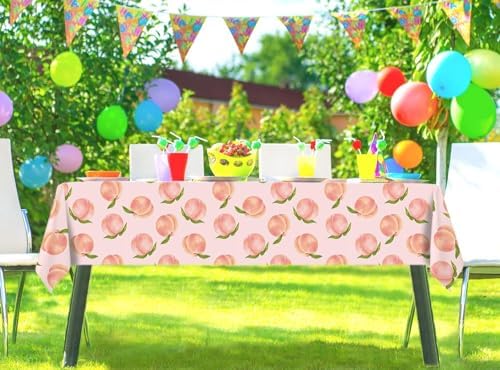 Peach Themed Disposable Plastic Tablecloth - Pack of 6