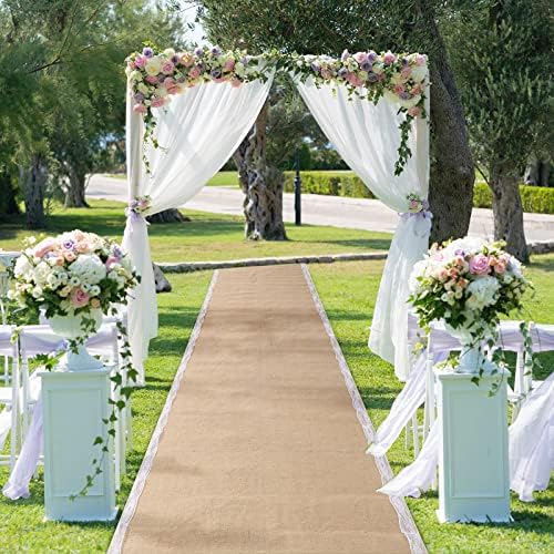 Tudomro Burlap Lace Aisle Runner for Weddings