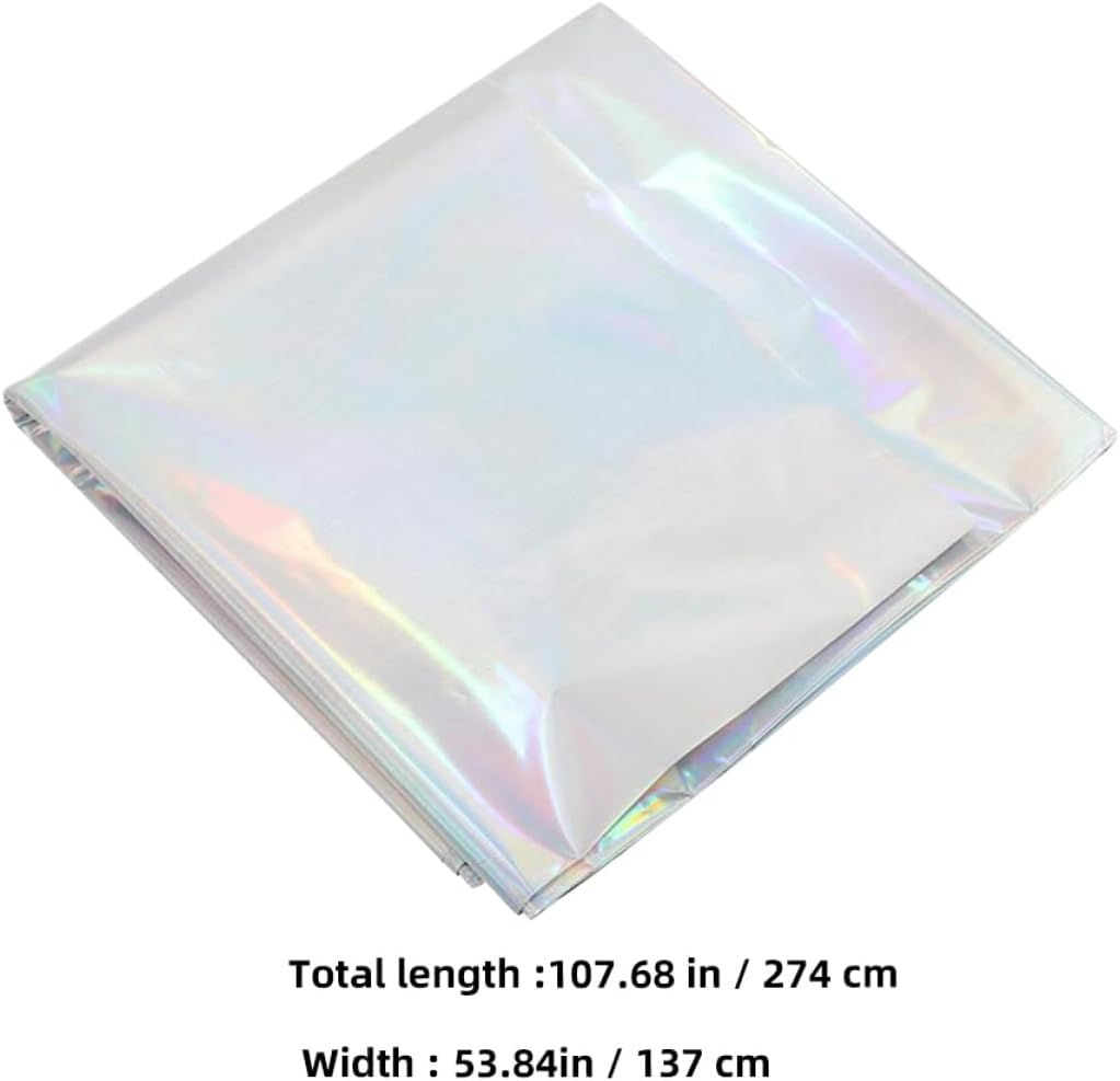 Cabilock 2pcs Rectangle Tablecloth Iridescent Holographic Foil Party Cover