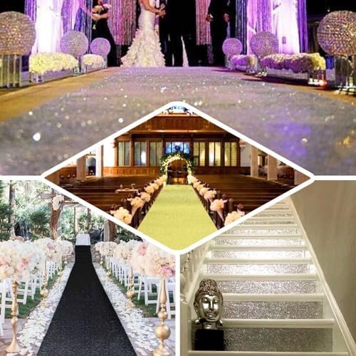 Efavormart 3FT x 50FT Silver Glitter Aisle Runner