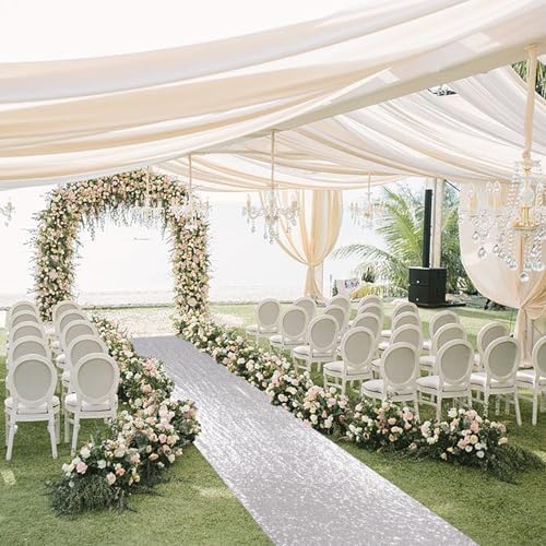 ShinyBeauty Silver Sequin Aisle Runner 3FTx15FT