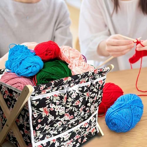 Gkesgm Yarn Crochet Knitting Organizer with 3 Side Pockets