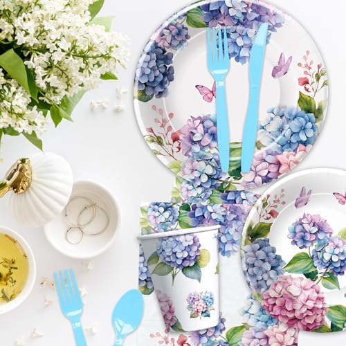 Hydrangea Floral Party Set for 24 Guests