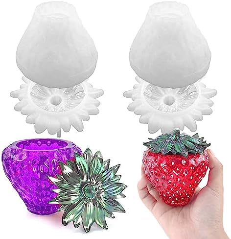2PCS Strawberry Jar Resin Molds with Lids