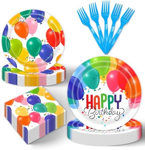 96Pcs Happy Birthday Party Tableware Set with Balloons