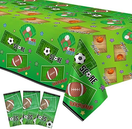 Xigejob Sports Party Tablecloth Set 3 Pack 54x108 Inch