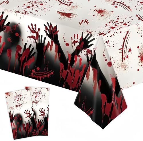 Halloween Plastic Tablecloth 2PCS 108x54In for Horror Party