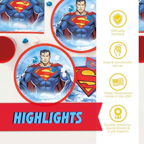 Unique Superman Party Plates and Napkins for 16