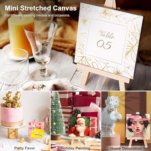 Aureuo Mini Canvas and Easel Set 3x3 Inch 12 Pack