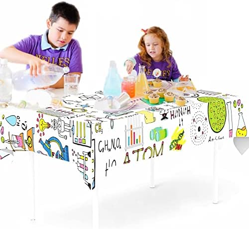 1pc Science Themed Table Cover for Kids Birthday Lab Party