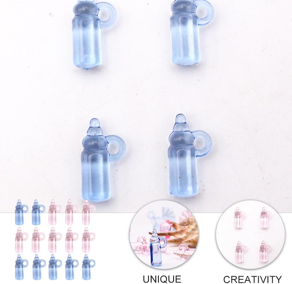 48pcs Acrylic Milk Bottle Charms Pink Blue DIY Photo Props