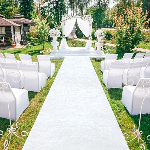 White Velvet Aisle Runner Rug for Wedding Ceremony 5x20FT
