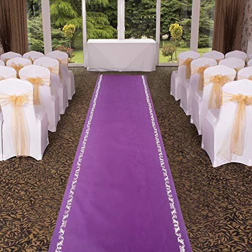 3x33 Ft Purple Carpet Aisle Runner with Floral Print