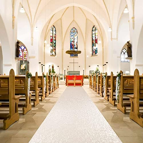 ShiDianYi Ivory Sequin Aisle Runner Wedding 2ft x 15ft