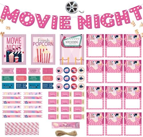 Party Supplies Pink Movie Night Decorations Set