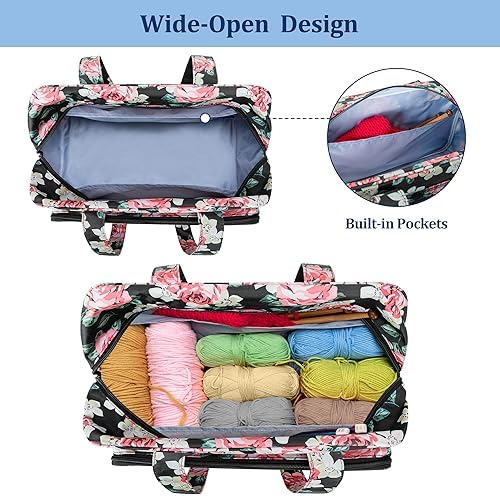 Teamoy Yarn Storage Tote Bag for Knitting and Crochet