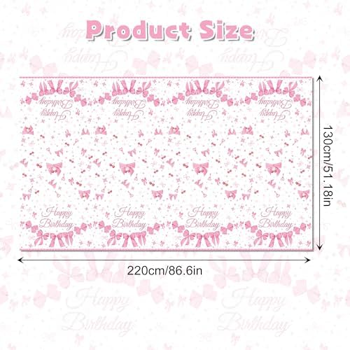 CC HOME Pink Bow Party Tablecloth 54x87 Inch