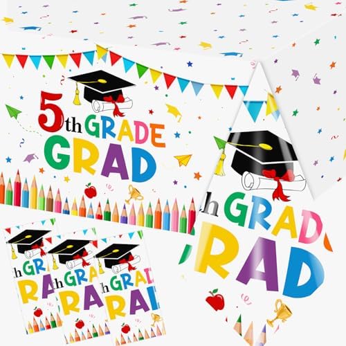 HAKOTI 3PCS 5th Grade Graduation Tablecloth Set