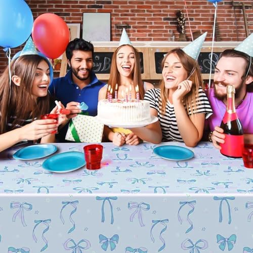 3PCS Bow Themed Tablecloths for Spring Summer Parties