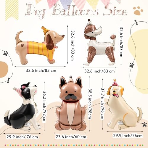 15 Pcs Cute Dog Themed Balloons Party Decorations