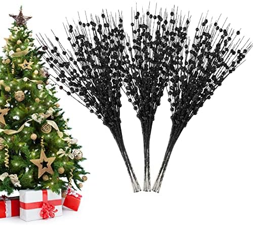 Christmas Glitter Berry Stem Decorations 24 PCS