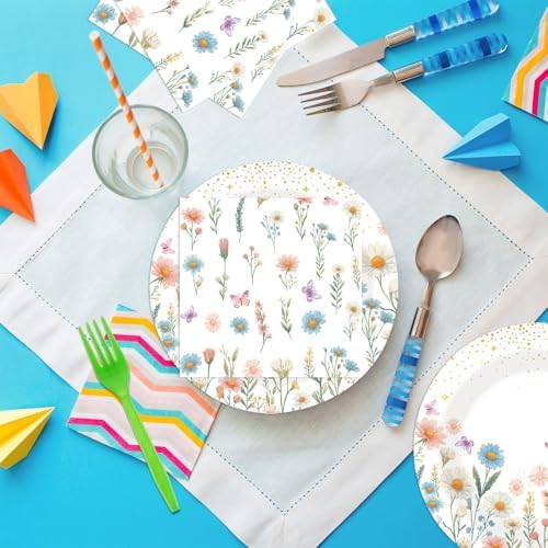 40PCS Floral Paper Plates and Napkins Party Set