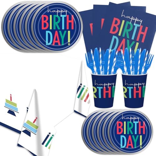 141Pcs Dark Blue Party Supplies for 20 Guests