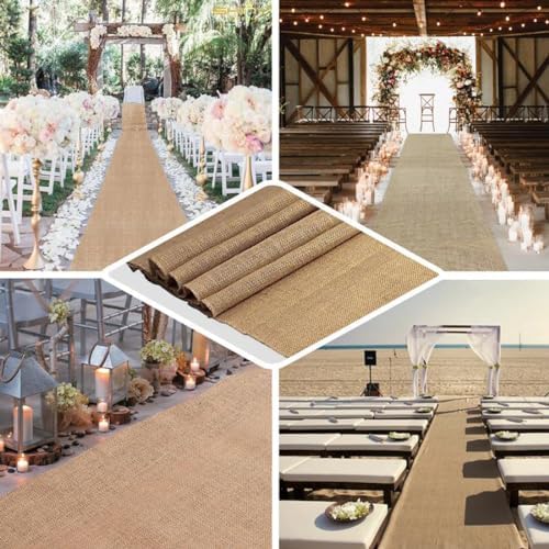 50 Inch X 50 Feet Natural Burlap Aisle Runner for Wedding