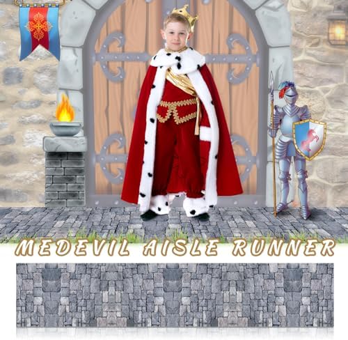 Fabbay 4 Pack 10ft Cobblestone Aisle Runners Medieval Party Decorations