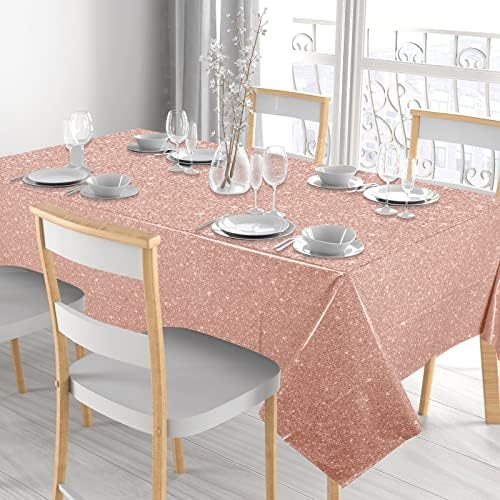 3 Pcs 54 x 108 Inch Pink Rose Gold Tablecloths for Parties