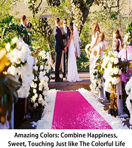 ShinyBeauty Fuchsia Sequin Aisle Runner 4FTx15FT