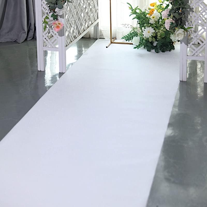 Balsa Circle 50 Feet White Glittered Aisle Runner