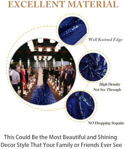 ShiDianYi Sequin Aisle Runner Wedding 2FTx15FT Navy Blue