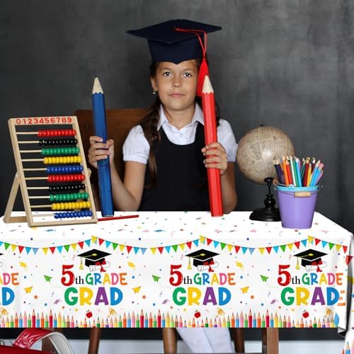 HAKOTI 3PCS 5th Grade Graduation Tablecloth Set