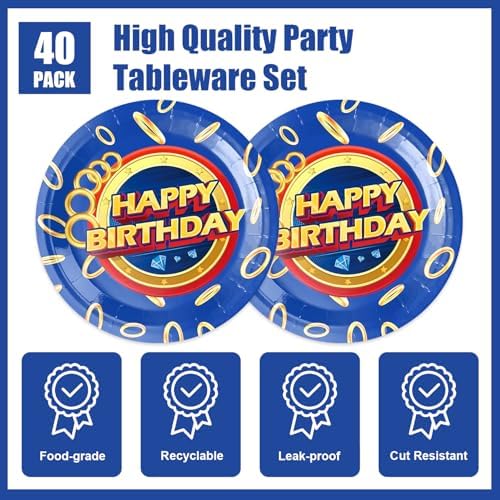 40Pcs S-onic Party Decoration Set with Napkins and Plates