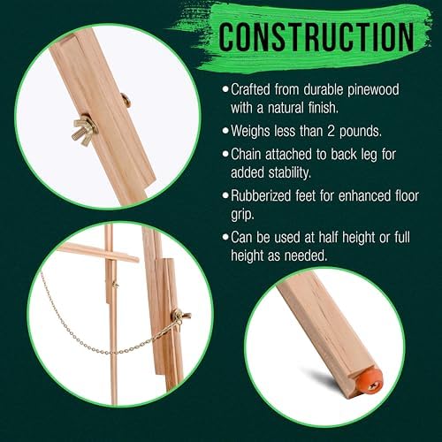 US Art Supply 64 inch Wooden Easel Stand